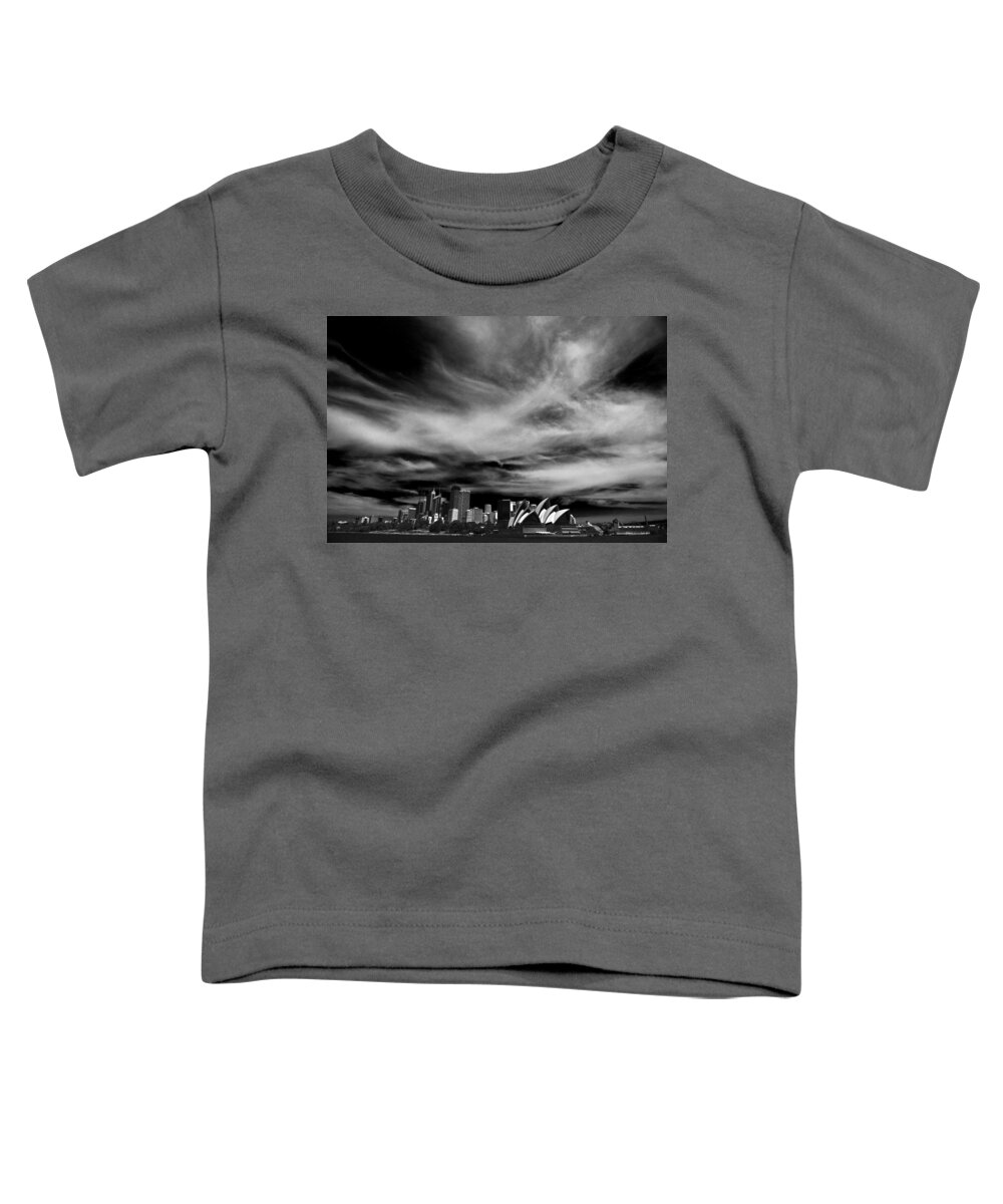 Sydney Toddler T-Shirt featuring the photograph Sydney skyline with dramatic sky by Sheila Smart Fine Art Photography