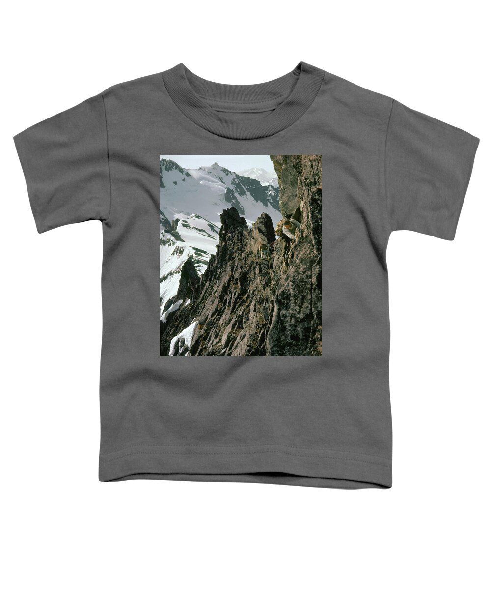 Don Gordon Toddler T-Shirt featuring the photograph T-04401 Don Gordon and Fred Beckey on First Ascent East Ridge Forbidden Peak by Ed Cooper Photography