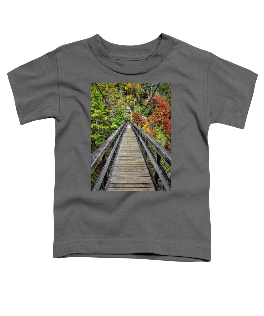 Suspension Bridge Toddler T-Shirt featuring the photograph Tallulah Gorge Bridge by Dale R Carlson