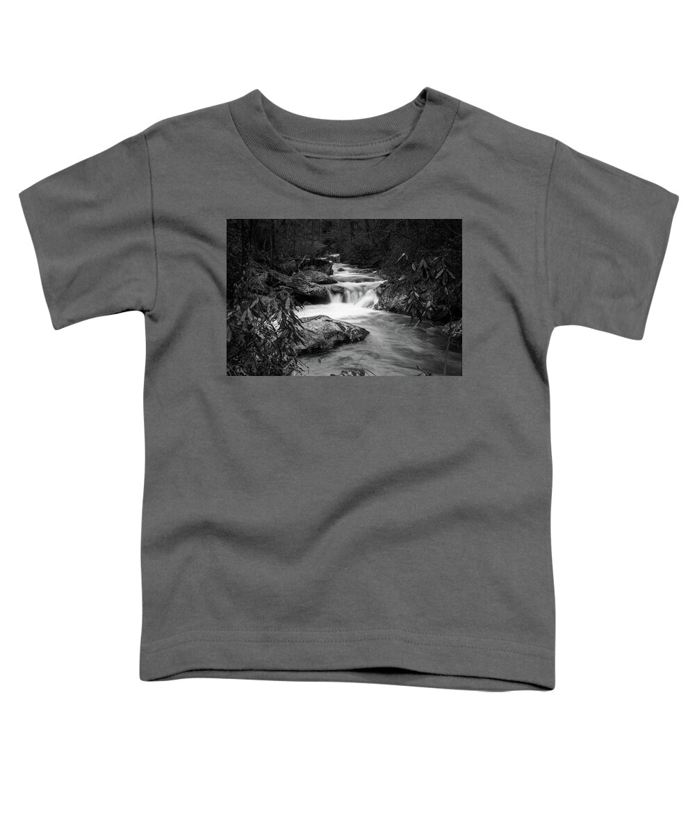 Black And White Toddler T-Shirt featuring the photograph Tallulah River in BW by Doug Camara