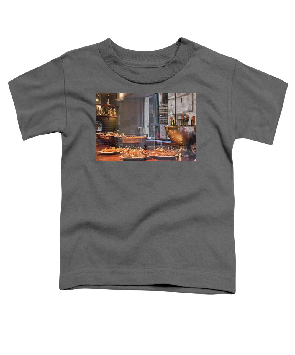 Tapas Toddler T-Shirt featuring the photograph Tapas bar in Barcelona by Tatiana Travelways