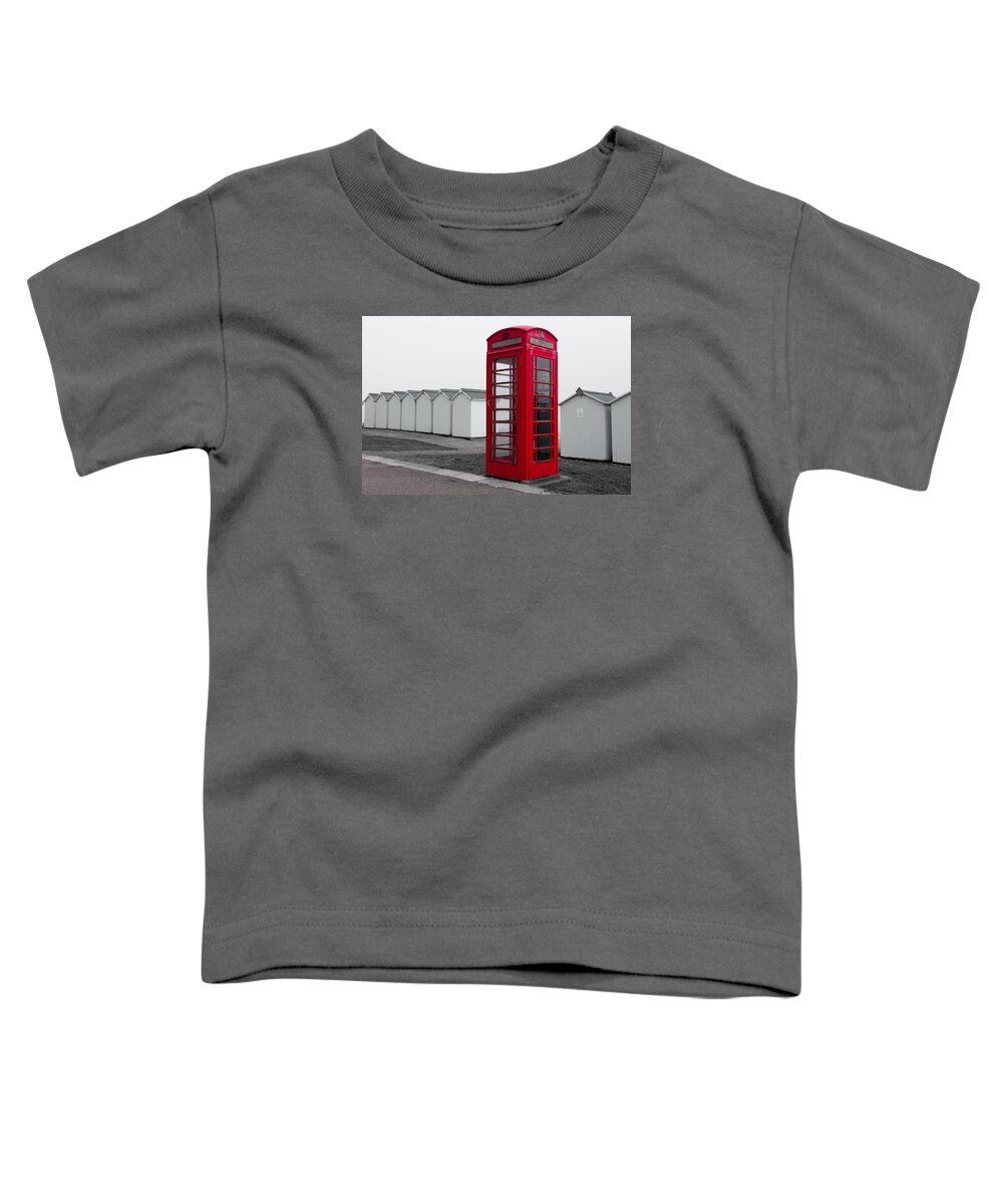 Budleigh Salterton Toddler T-Shirt featuring the photograph Telephone Box By the Sea i by Helen Jackson