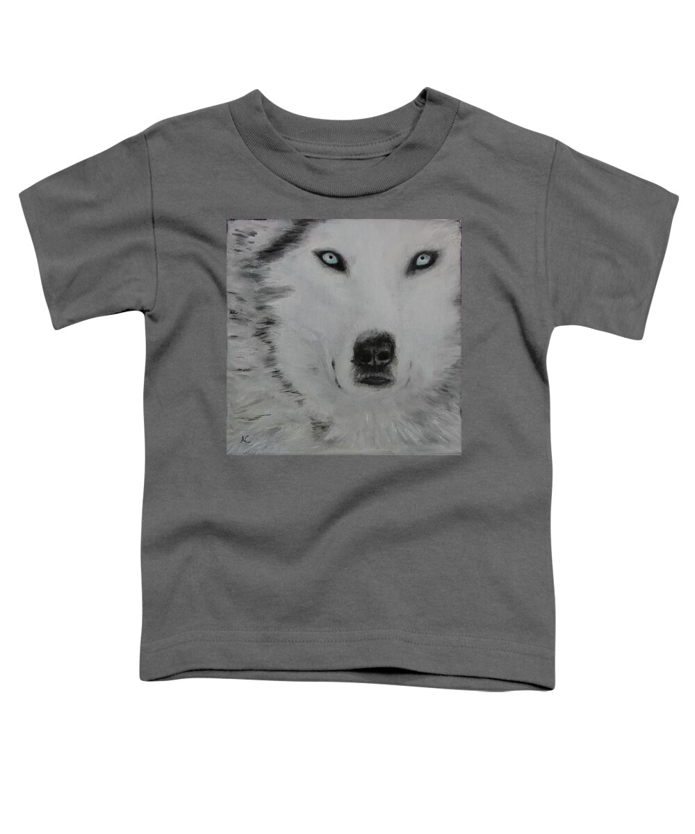 Wolfs Toddler T-Shirt featuring the painting The Stare by Neslihan Ergul Colley