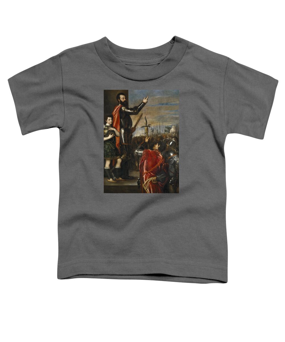 Titian Toddler T-Shirt featuring the painting The Allocution of the Marquis del Vasto to his Troops by Titian
