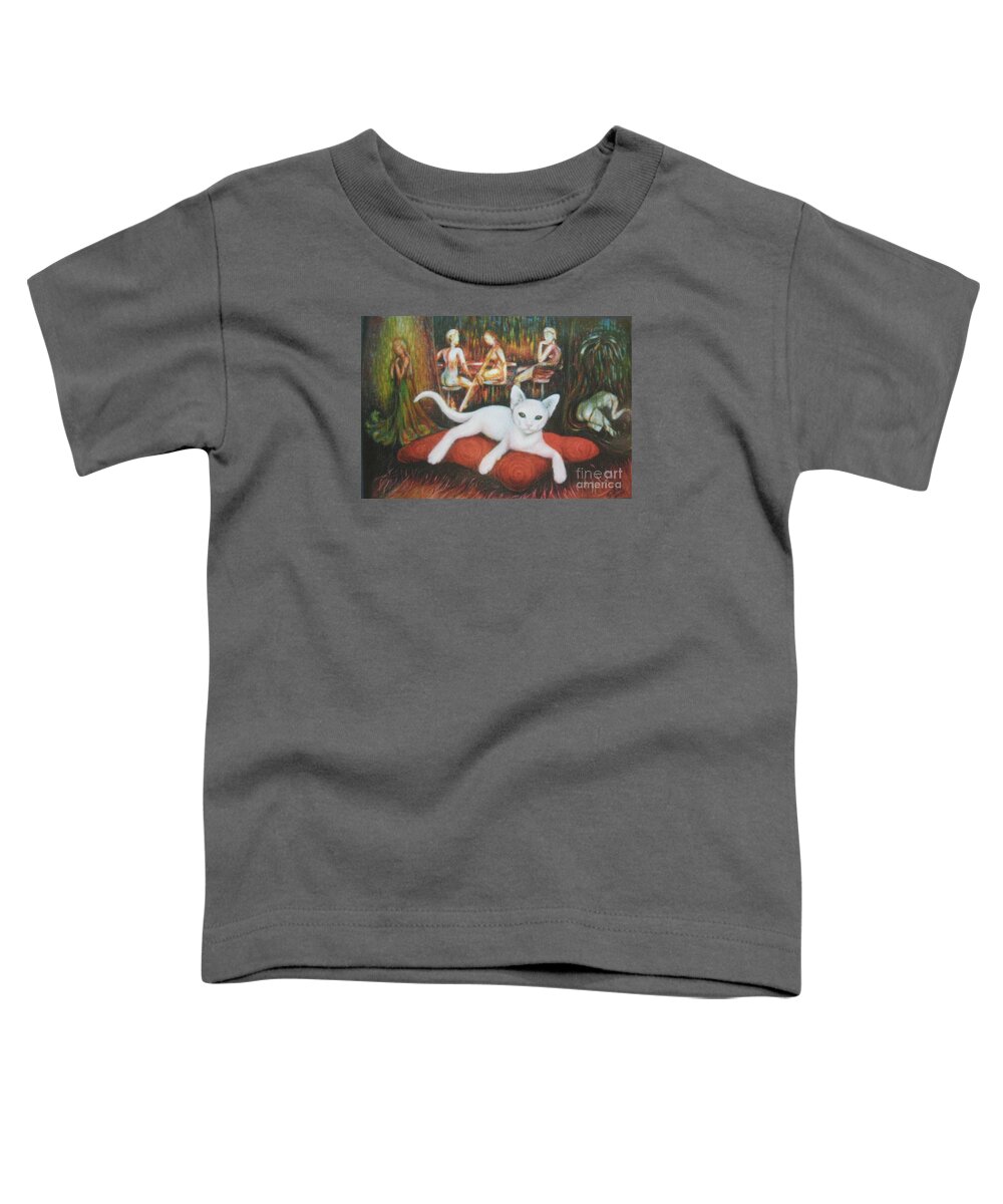 Cat Toddler T-Shirt featuring the painting The CAT by Sukalya Chearanantana