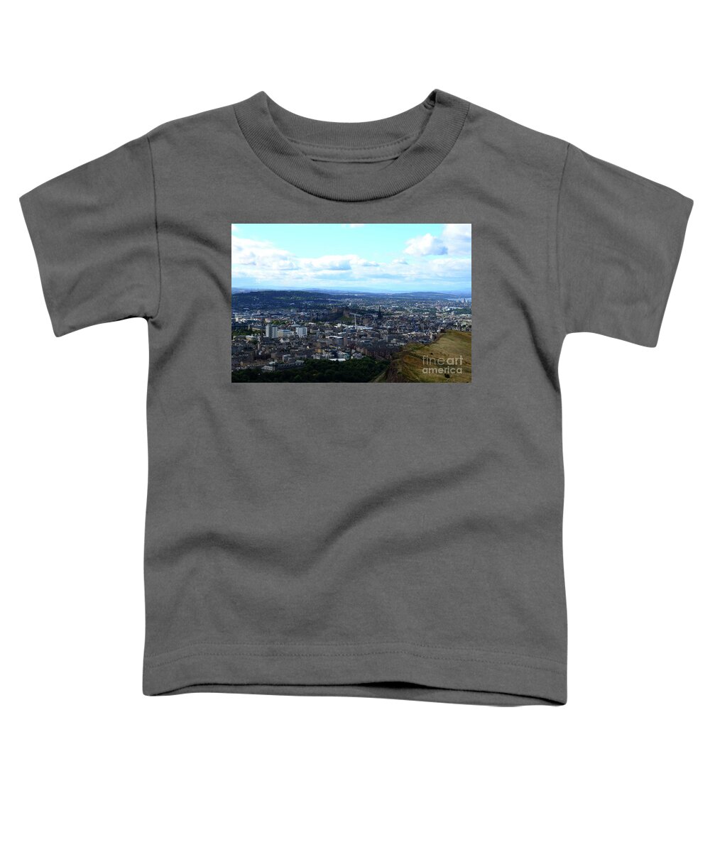 Edinburgh Toddler T-Shirt featuring the photograph The City of Edinburgh at the Base of The Scottish Highlands by DejaVu Designs