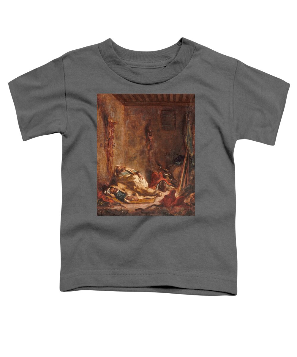 Eugene Delacroix Toddler T-Shirt featuring the painting The corps de garde in Meknes by Eugene Delacroix