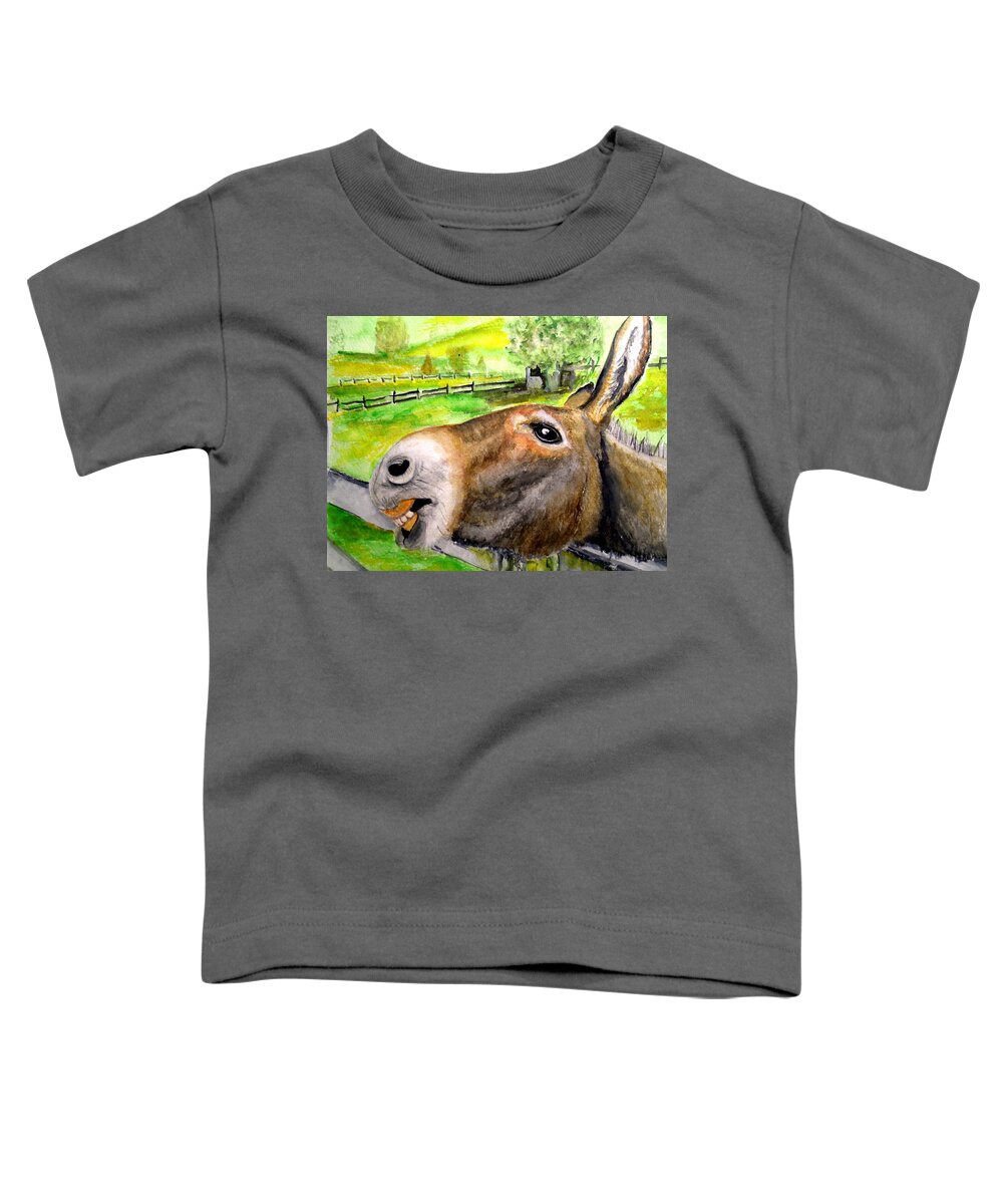 Mule Toddler T-Shirt featuring the painting The Country Mule by Carol Grimes