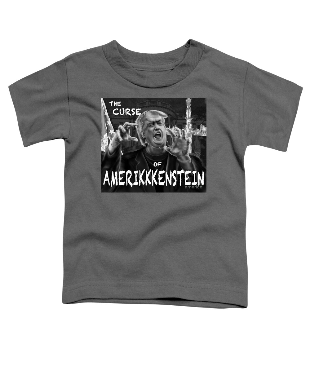 Political Satire Toddler T-Shirt featuring the painting The Curse of Amerikkenstein by Reggie Duffie