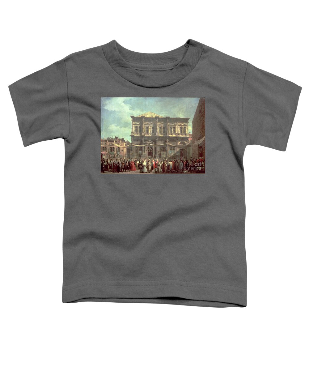 The Doge Visiting The Church And Scuola Di San Rocco Toddler T-Shirt featuring the painting The Doge Visiting the Church and Scuola di San Rocco by Canaletto