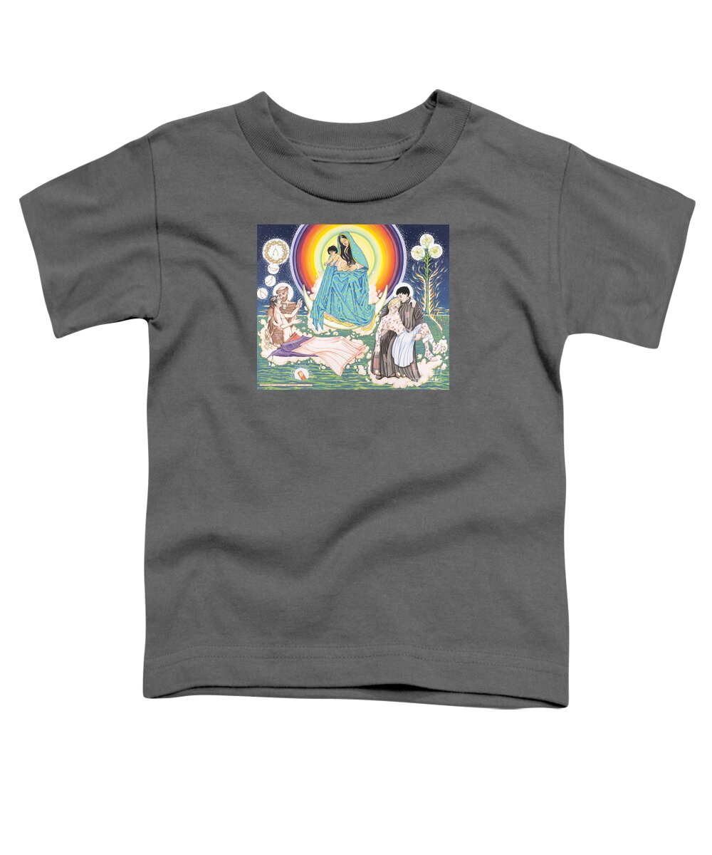 Mary Toddler T-Shirt featuring the painting The Epiphany Wisemen Bring Gifts to the Child by William Hart McNichols