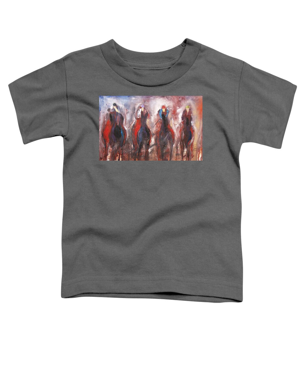 Horse Racing Toddler T-Shirt featuring the painting The Four Horsemen by John Gholson