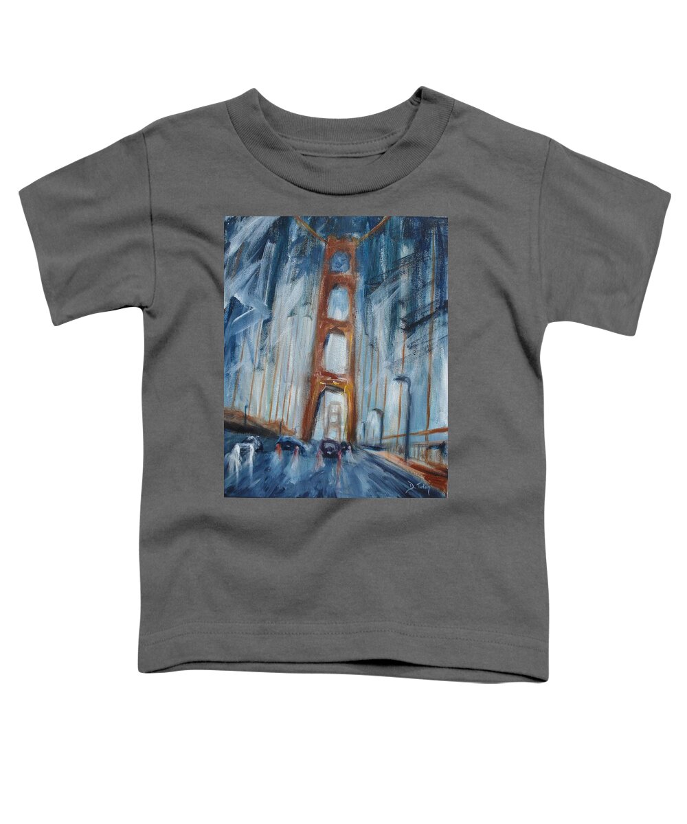 Golden Gate Bridge Toddler T-Shirt featuring the painting The Golden Gate by Donna Tuten