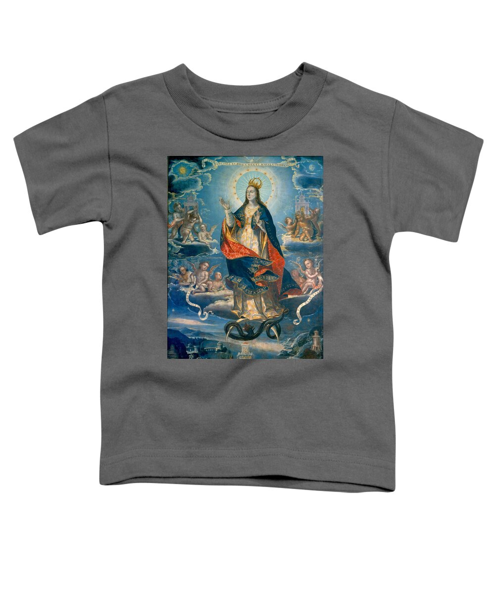 Baltasar De Echave Ibia Toddler T-Shirt featuring the painting The Immaculate Conception by Baltasar de Echave Ibia