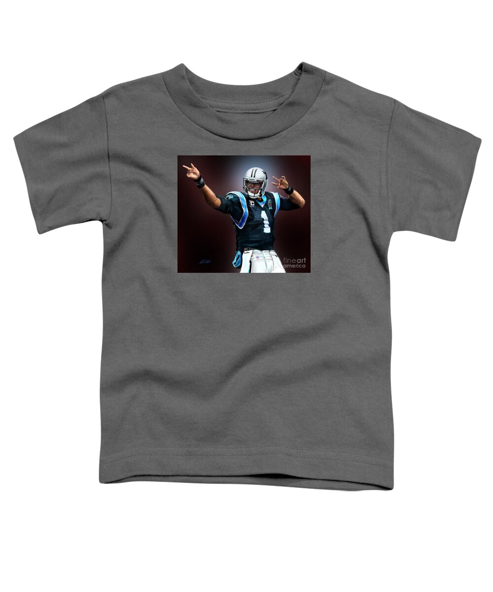 American Football Player Toddler T-Shirt featuring the painting The Inevitable Cam Newton1 by Reggie Duffie