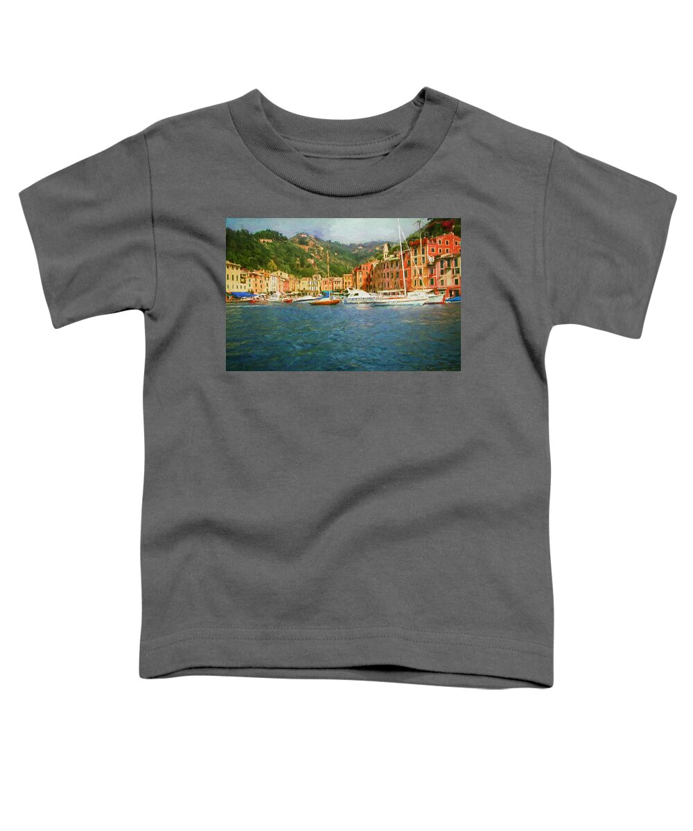Painting Toddler T-Shirt featuring the painting The Italian Village of Portofino by Mitchell R Grosky