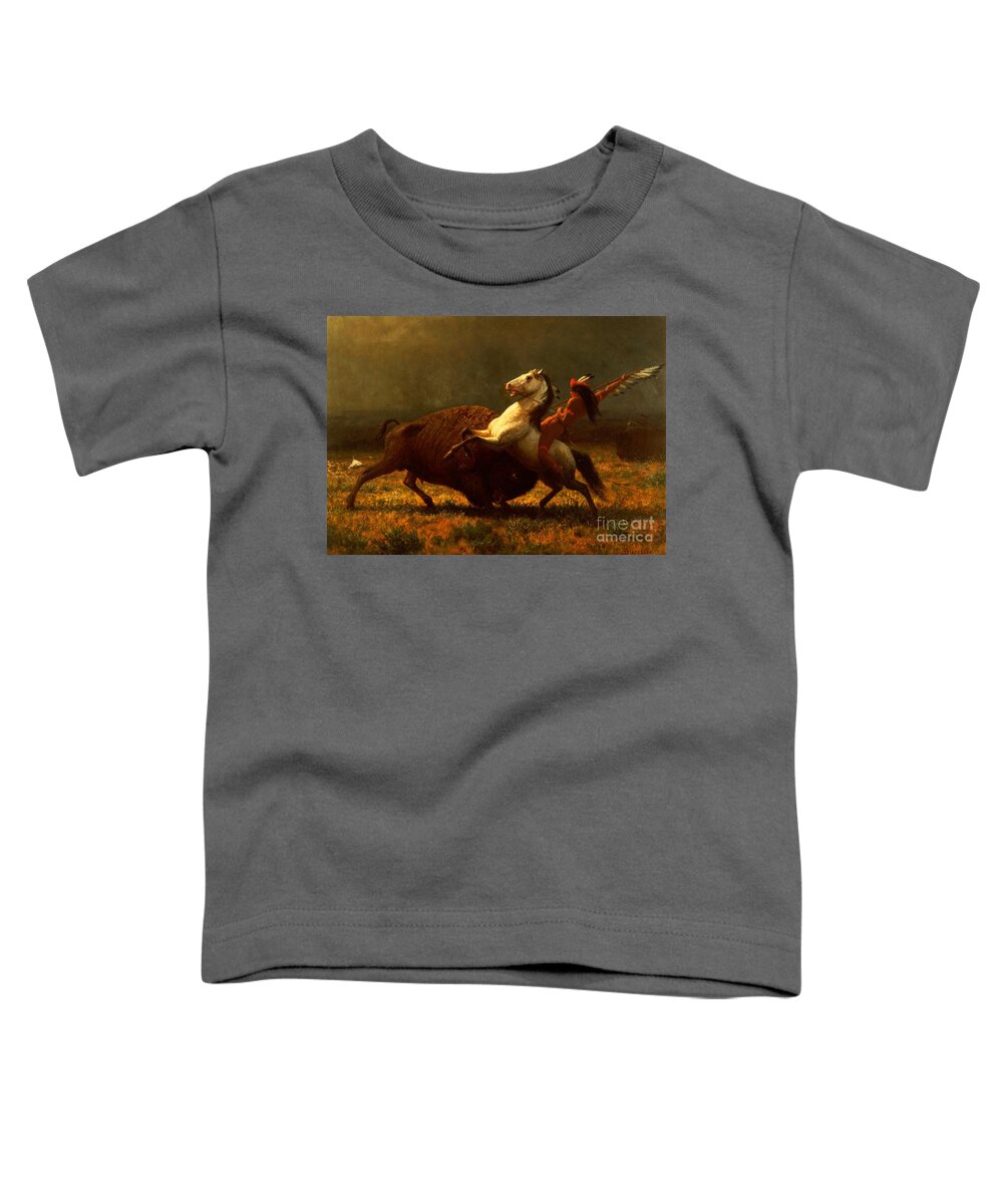 Albert Bierstadt Toddler T-Shirt featuring the painting The Last of the Buffalo by Albert Bierstadt