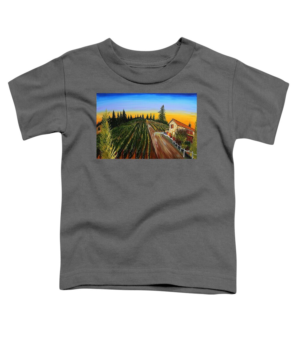  Toddler T-Shirt featuring the painting The Lenne Wine Vineyard by James Dunbar