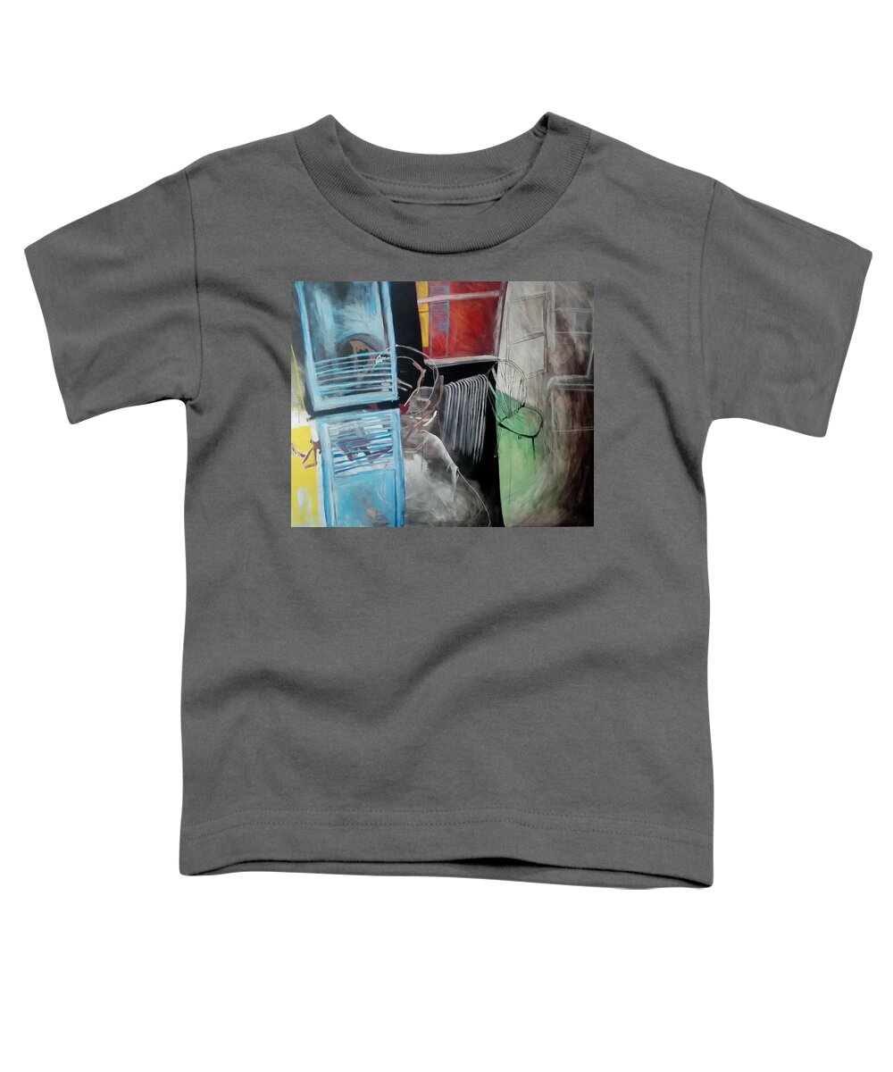 Nyc Toddler T-Shirt featuring the painting The Lights were on all Night by Helen Syron