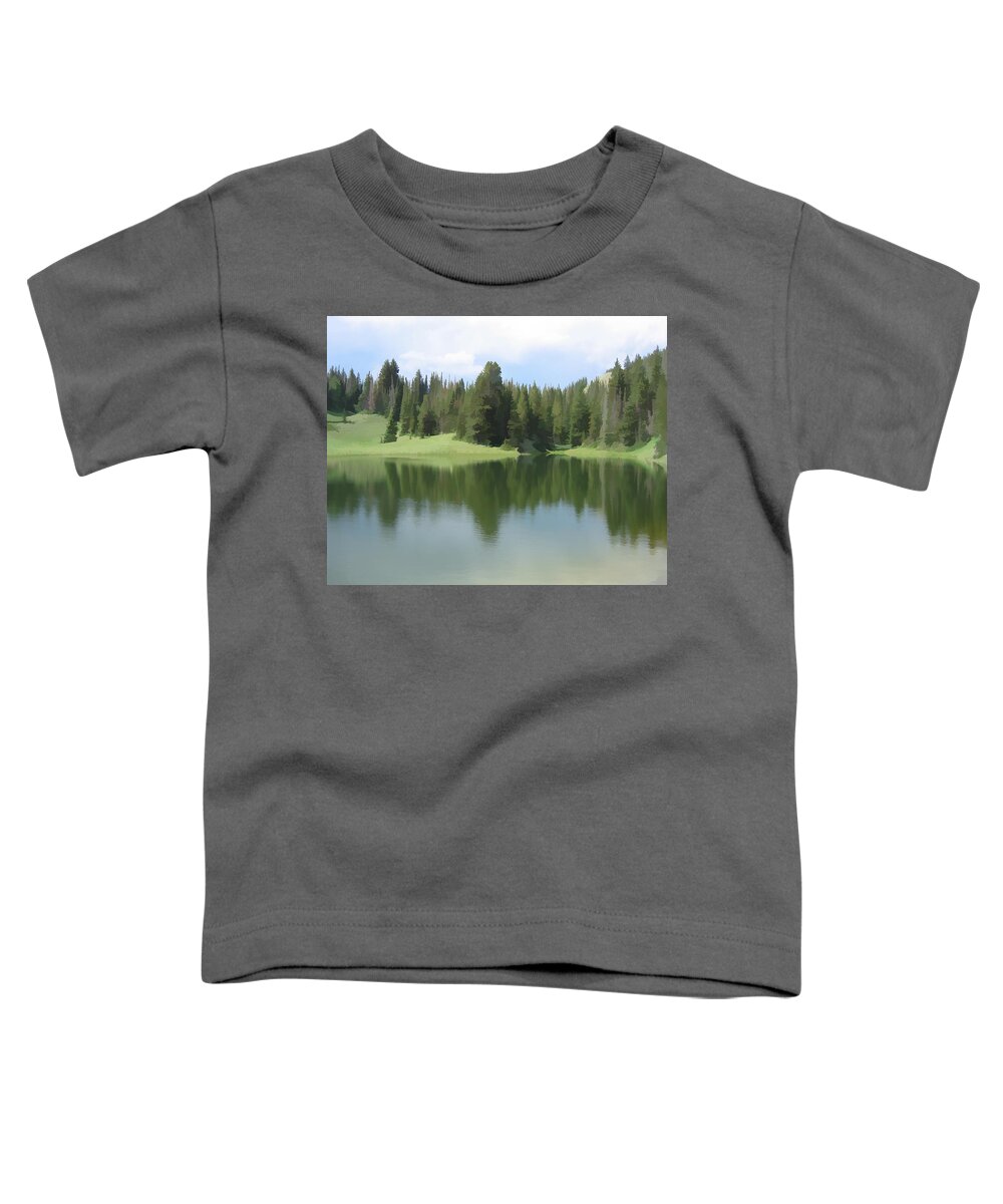 Pond Toddler T-Shirt featuring the digital art The Morning Calm by Gary Baird