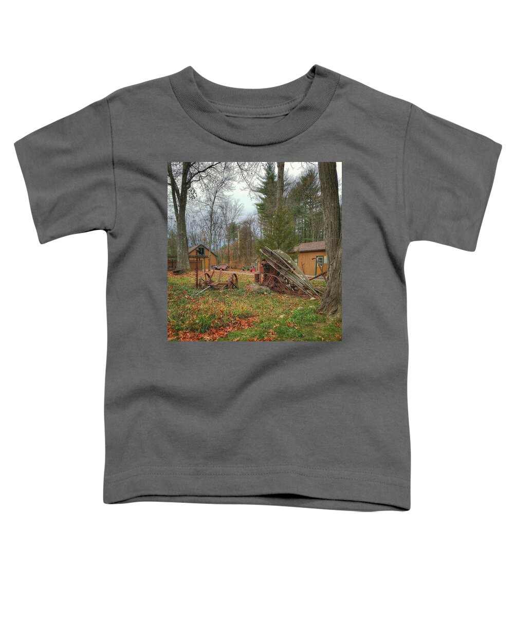 Rust Toddler T-Shirt featuring the photograph The Old Field Tools by Mary Capriole