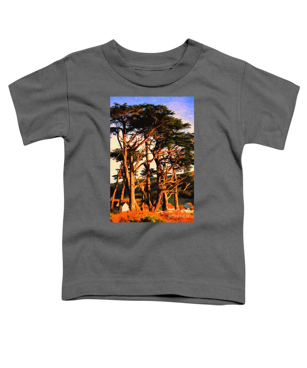Bayarea Toddler T-Shirt featuring the photograph The Old Grove At The Ranch At Sunset . 40D4531 . Painterly by Wingsdomain Art and Photography