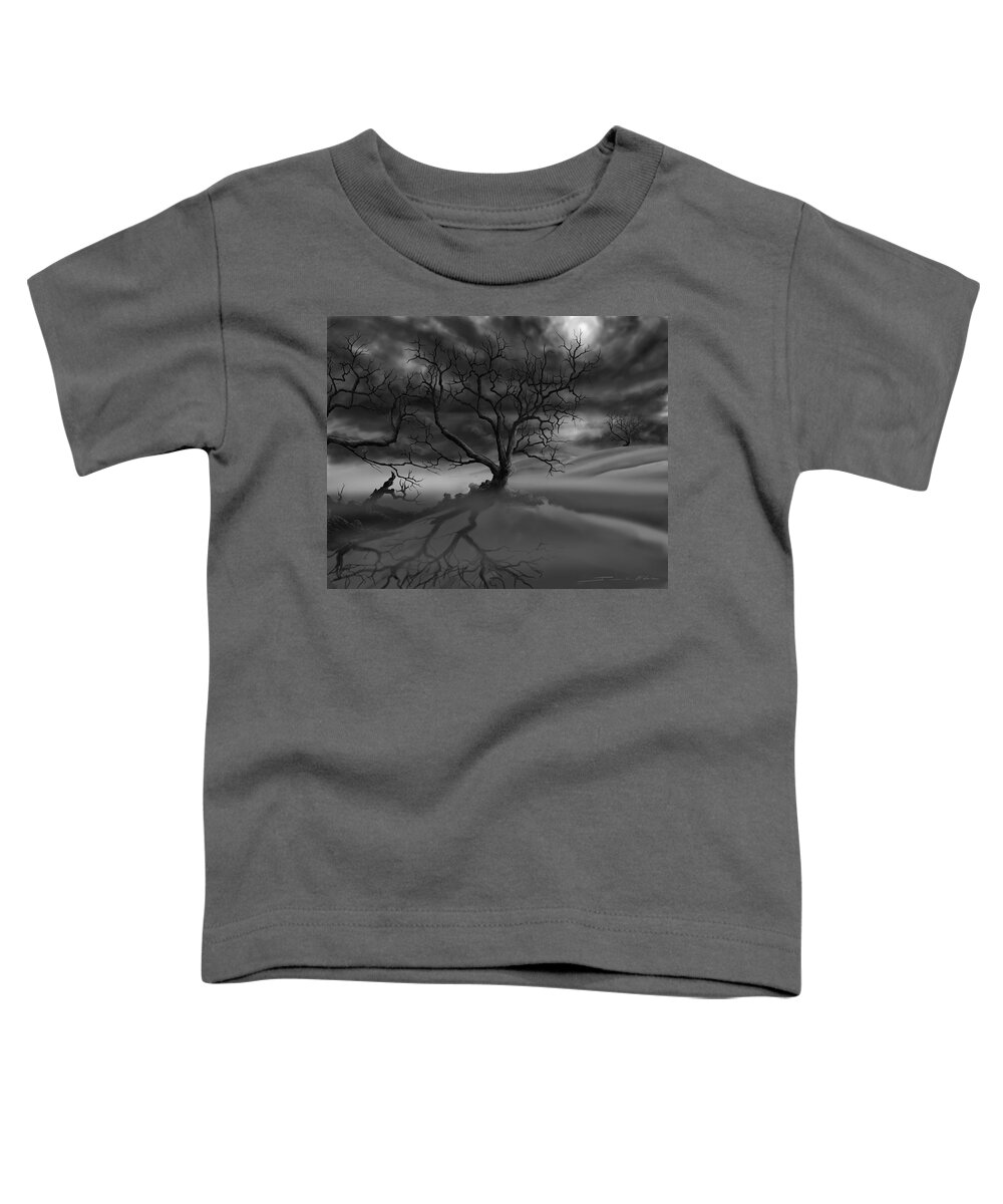 Dark Tree Toddler T-Shirt featuring the painting The Raven's Night by James Hill