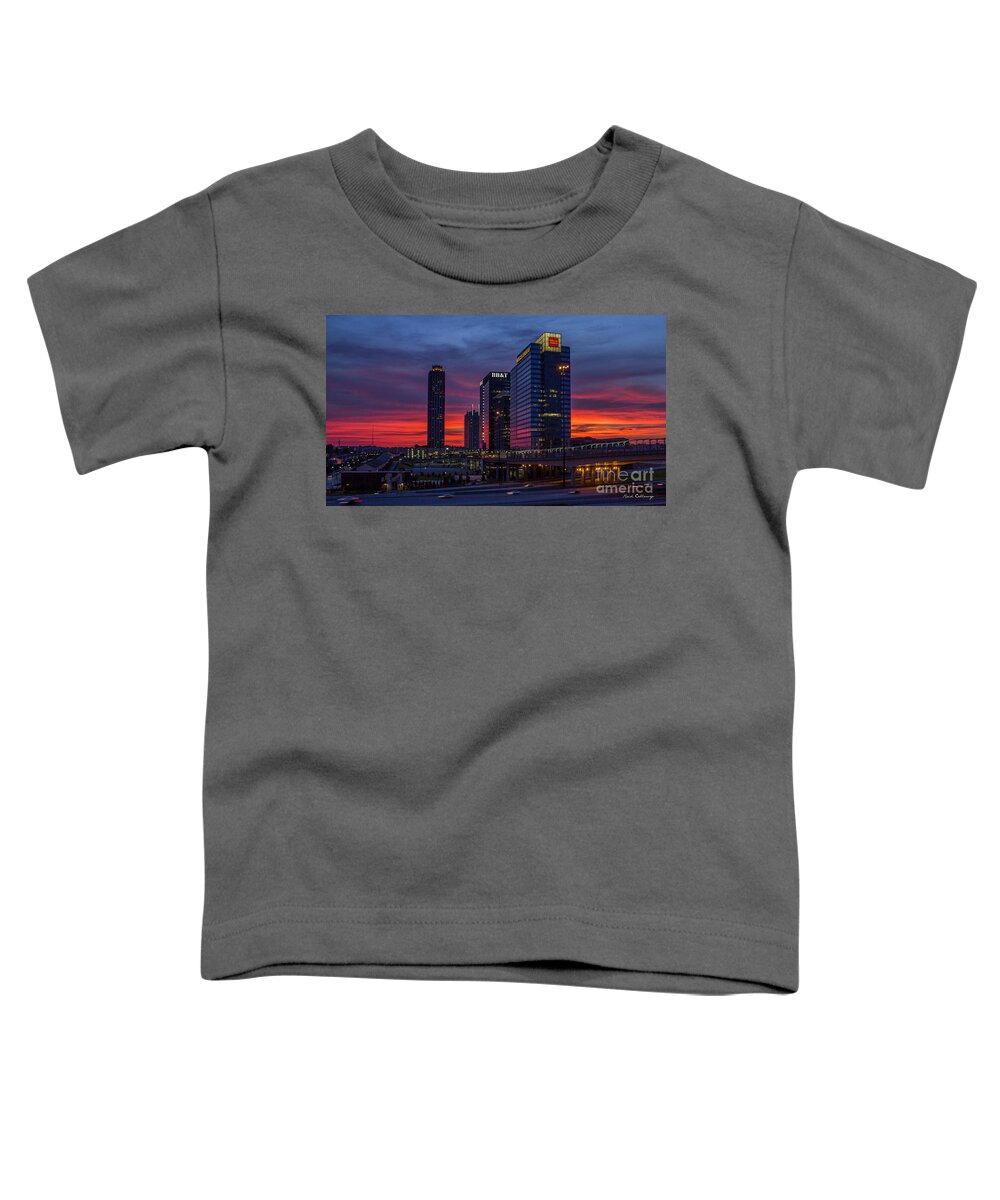 Reid Callaway Midtown Atlanta Images Toddler T-Shirt featuring the photograph The Red Sunset 2 Midtown Atlanta Cityscape Art by Reid Callaway