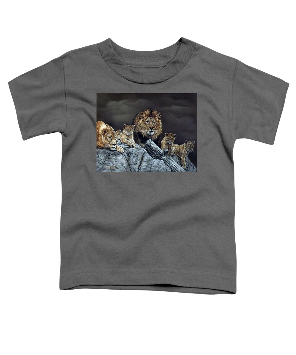 Lions Toddler T-Shirt featuring the pastel The Royal Family by Linda Becker