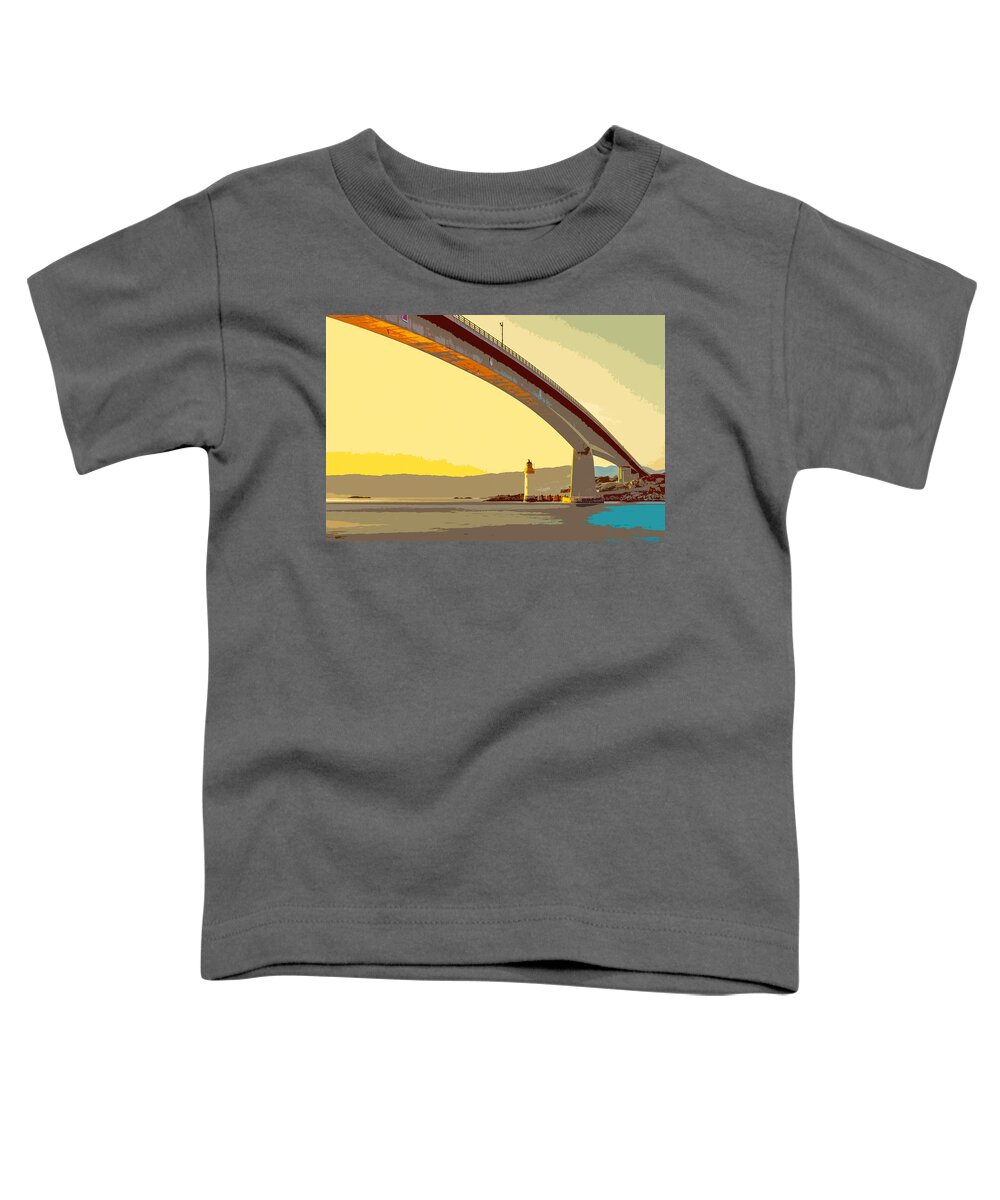 Bridge Toddler T-Shirt featuring the digital art The Skye Bridge and Kyleakin Lighthouse by Anthony Murphy