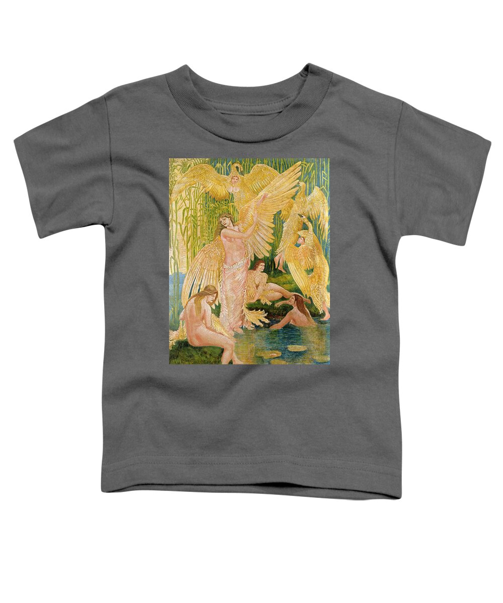 Walter Crane Toddler T-Shirt featuring the painting The Swan Maidens by Walter Crane