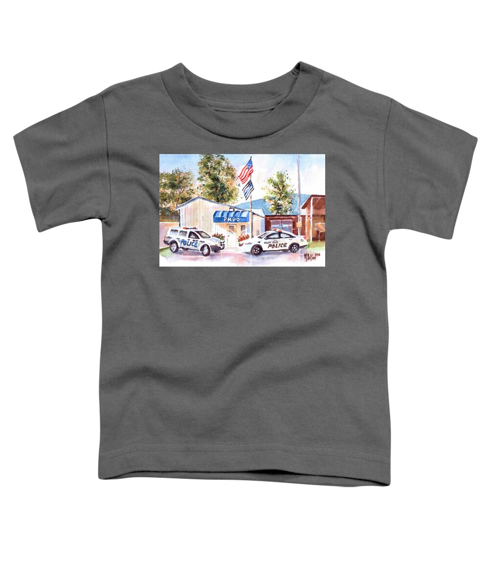 The Thin Blue Line Toddler T-Shirt featuring the painting The Thin Blue Line by Kip DeVore