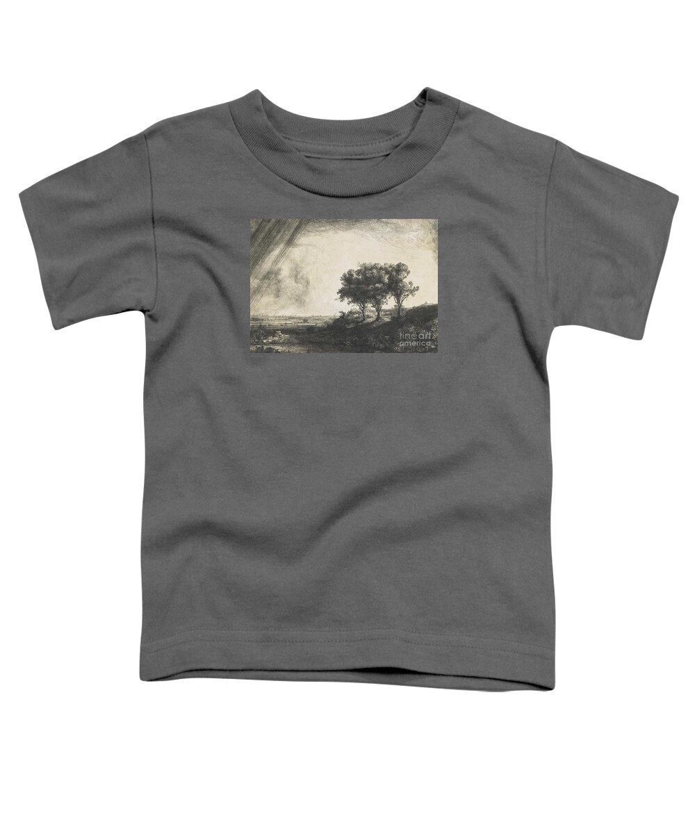 Rembrandt Toddler T-Shirt featuring the drawing The Three Trees by Rembrandt