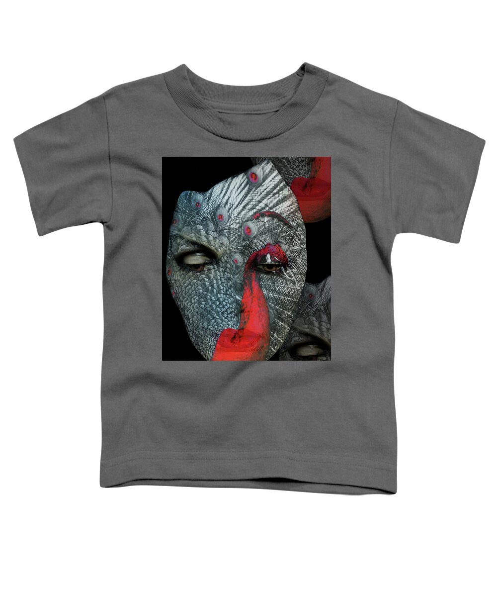 Face Toddler T-Shirt featuring the digital art The woman with the red peacock by Gabi Hampe