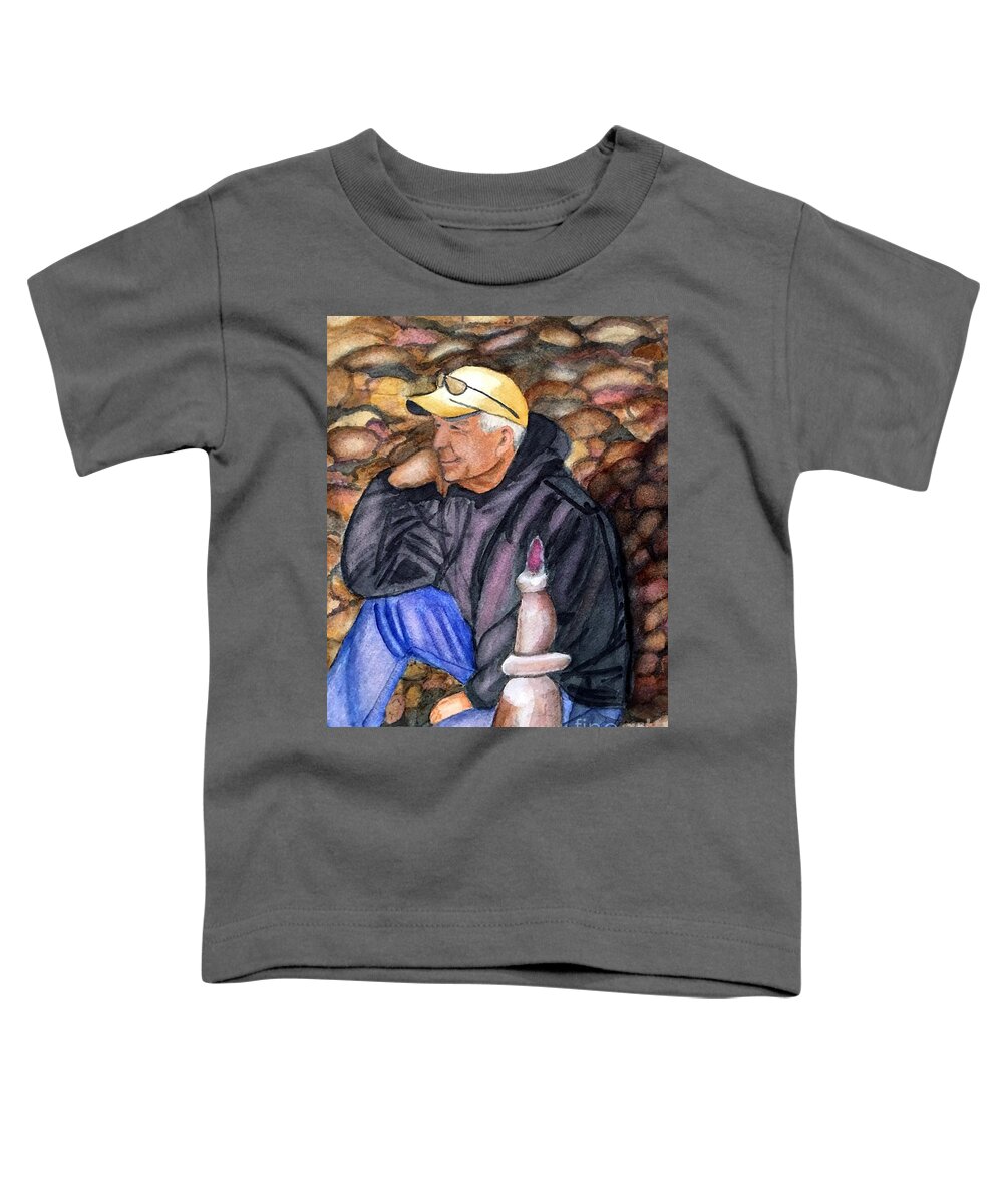 Man Toddler T-Shirt featuring the painting Thinking Among His Rocks by Sue Carmony
