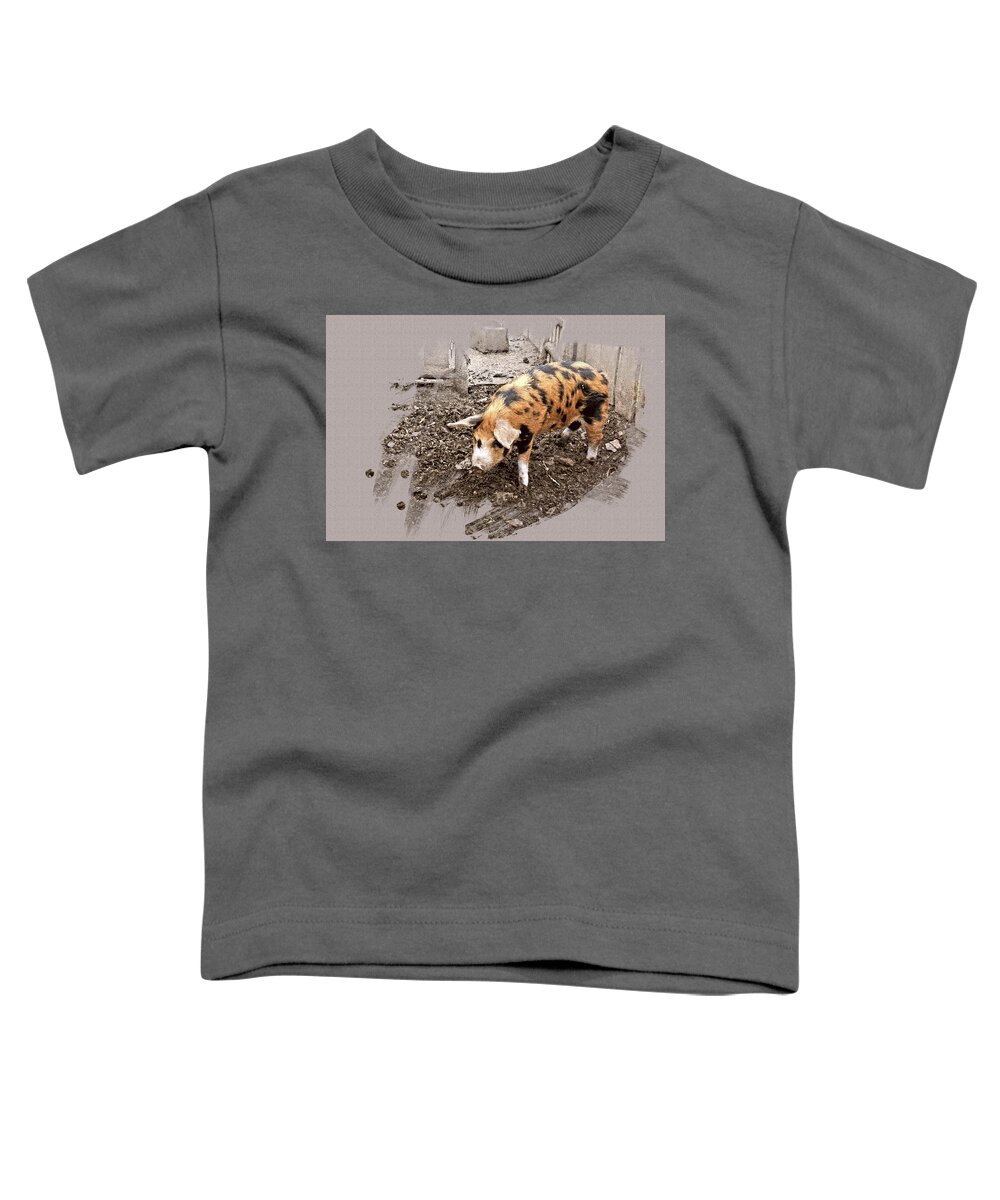Pig Toddler T-Shirt featuring the photograph This Little Piggy by Mindy Newman