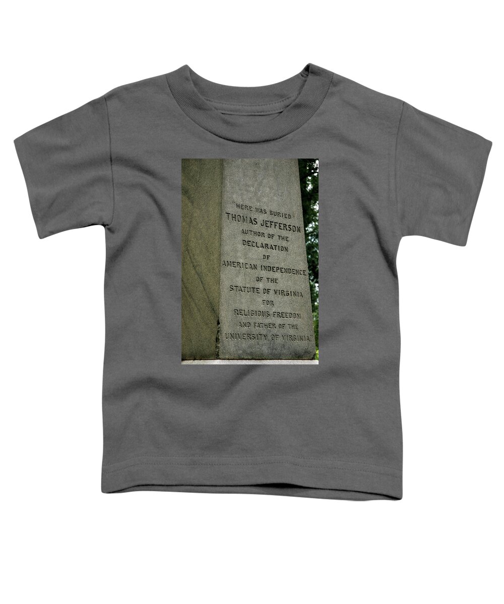 Usa Toddler T-Shirt featuring the photograph Thomas Jefferson tombstone close up by LeeAnn McLaneGoetz McLaneGoetzStudioLLCcom