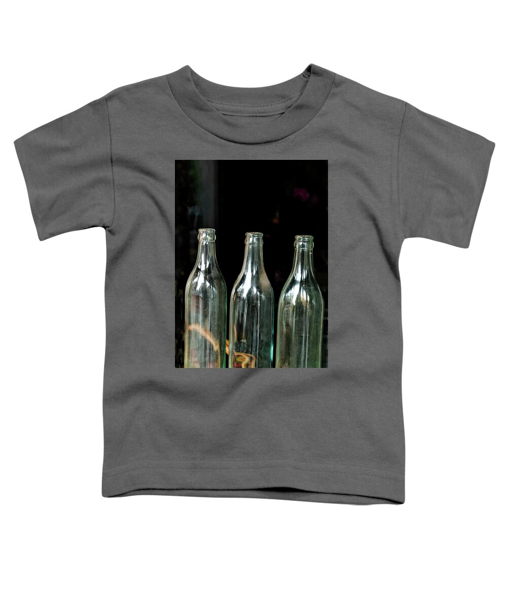 Whetstone Brook Toddler T-Shirt featuring the photograph Three Bottles by Tom Singleton