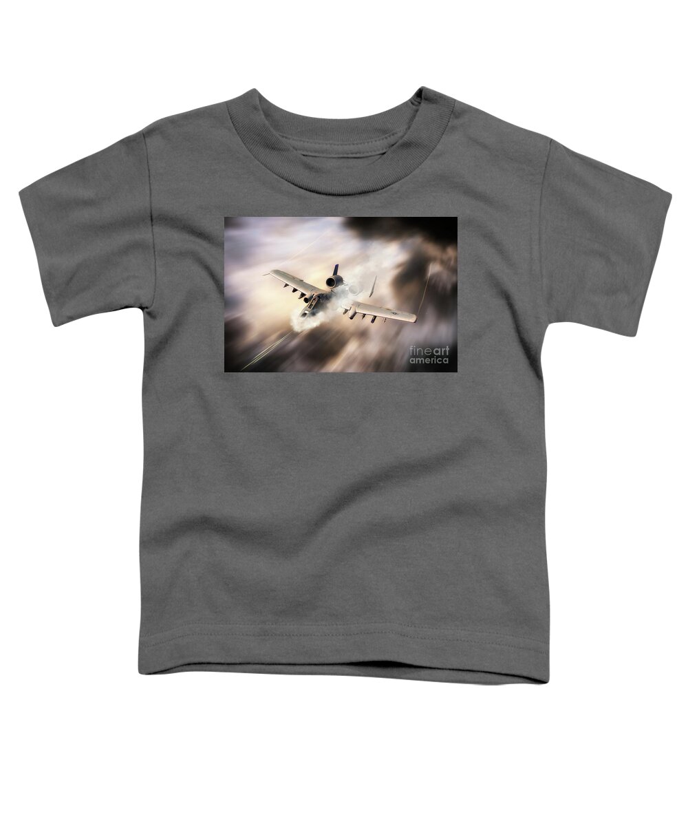 A-10 Toddler T-Shirt featuring the digital art Thunderstorm by Airpower Art