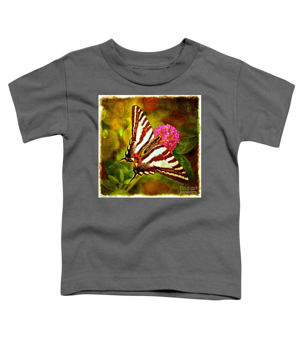 Nature Toddler T-Shirt featuring the photograph Zebra Swallowtail Butterfly - Digital Paint 3 by Debbie Portwood