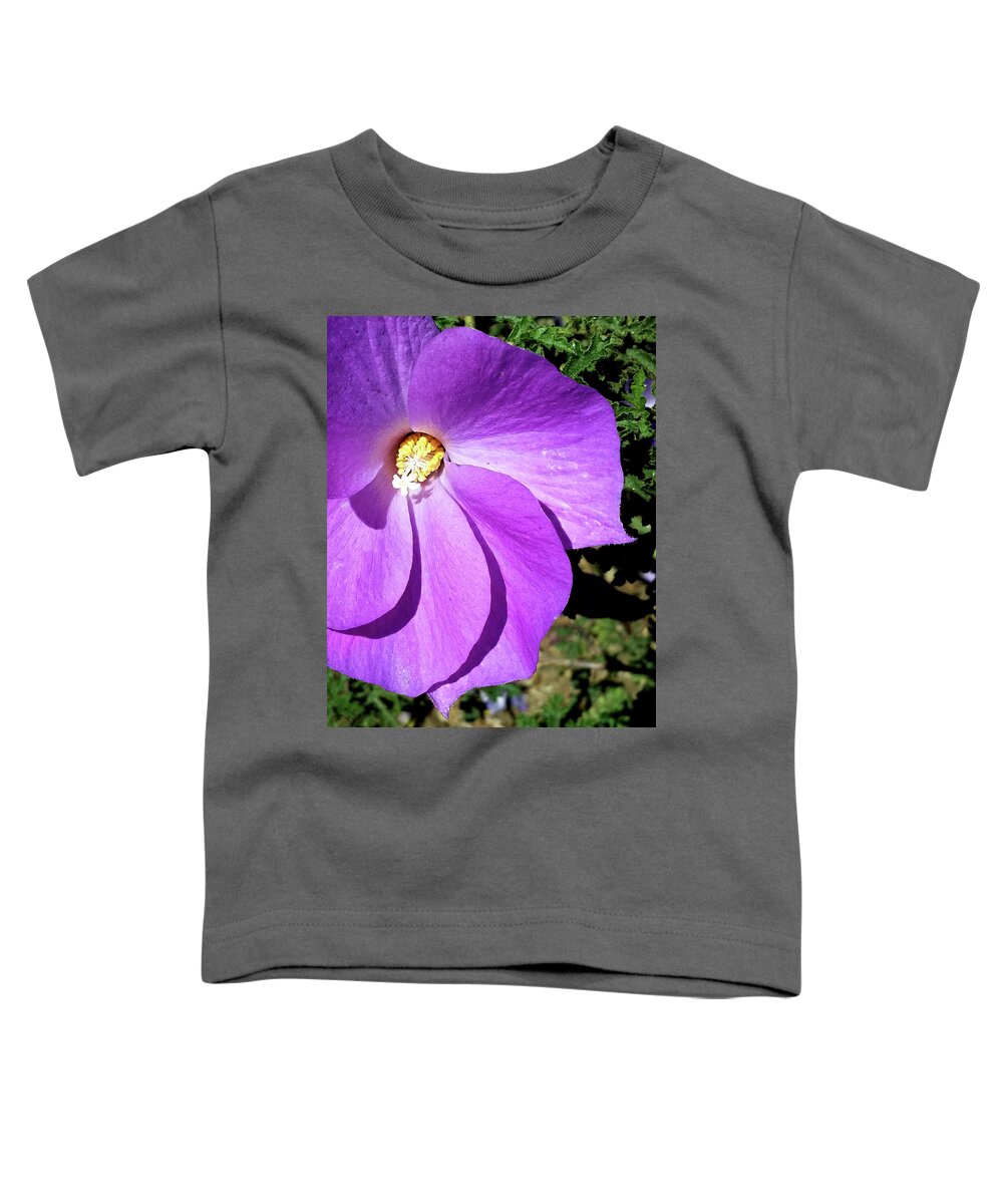 Purple Toddler T-Shirt featuring the photograph Tiny Purple Flower by Barbara J Blaisdell