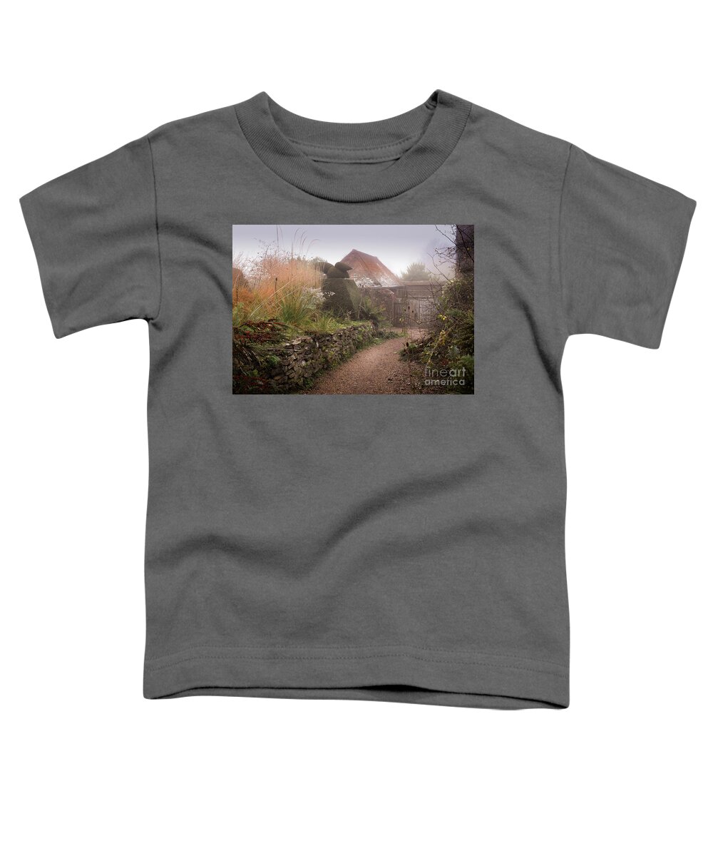 Topiary Toddler T-Shirt featuring the photograph Topiary Peacocks in the Autumn Mist, Great Dixter 3 by Perry Rodriguez