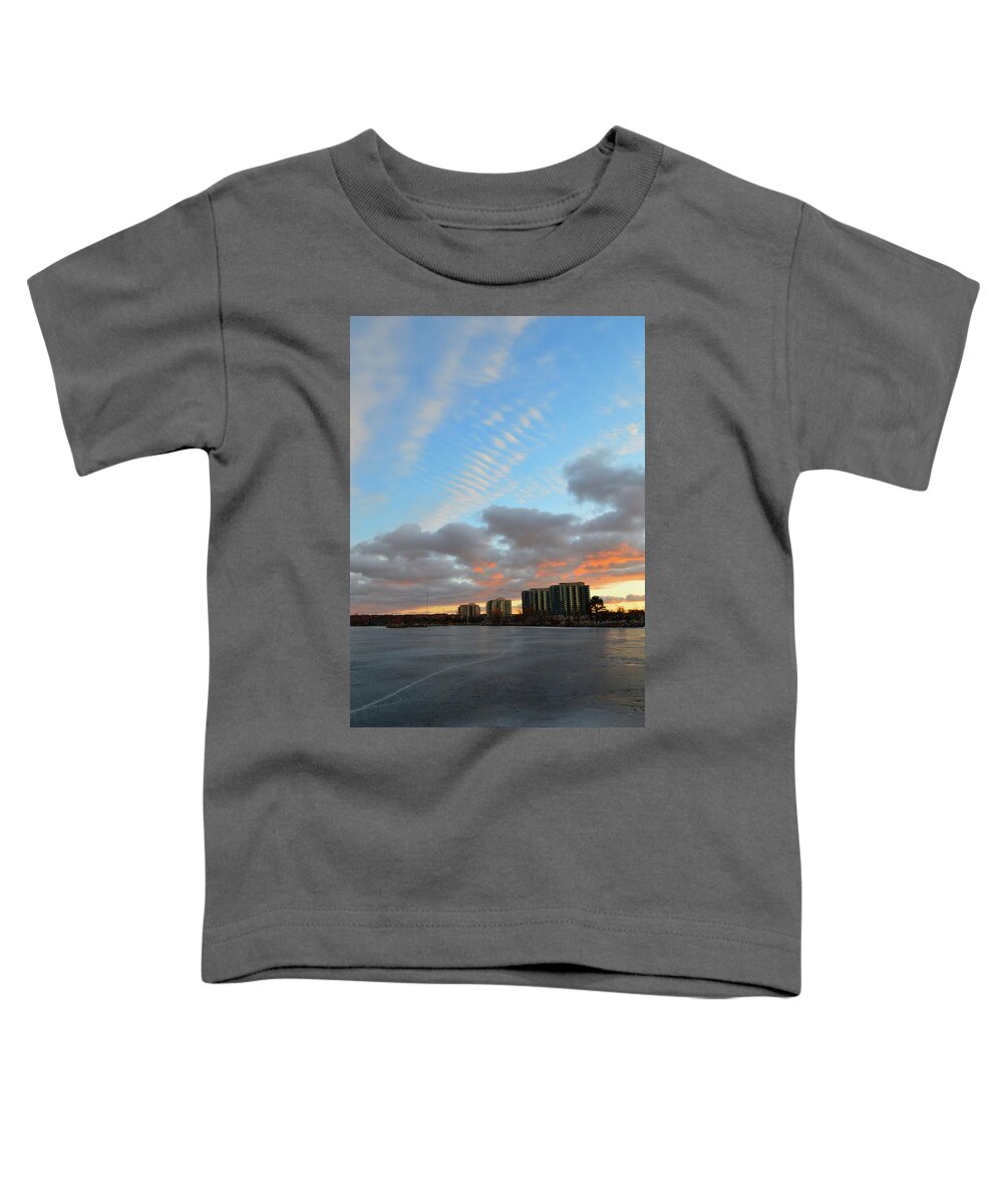 Abstract Toddler T-Shirt featuring the digital art Towers And Sunset Sky by Lyle Crump