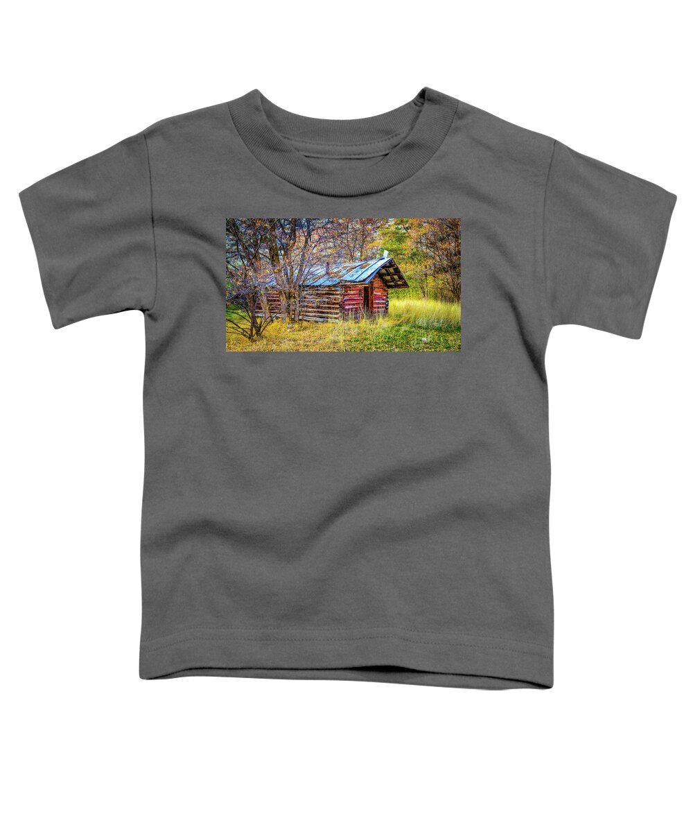 Art Toddler T-Shirt featuring the photograph Trappers Cabin by Jason Brooks