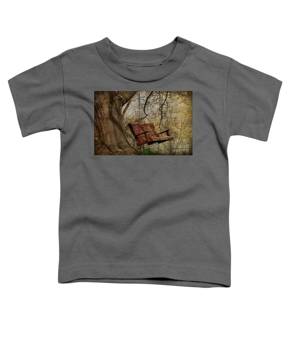 Tree Toddler T-Shirt featuring the photograph Tree Swing By The Lake by Deborah Benoit