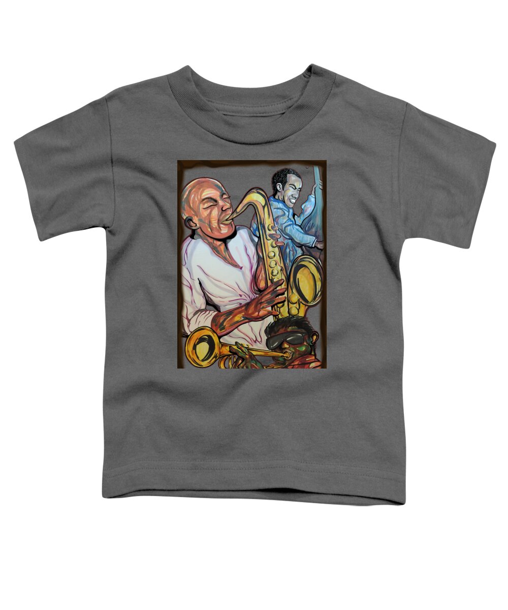 Jazz Musicians Toddler T-Shirt featuring the mixed media Trio of Sound by Demitrius Motion Bullock