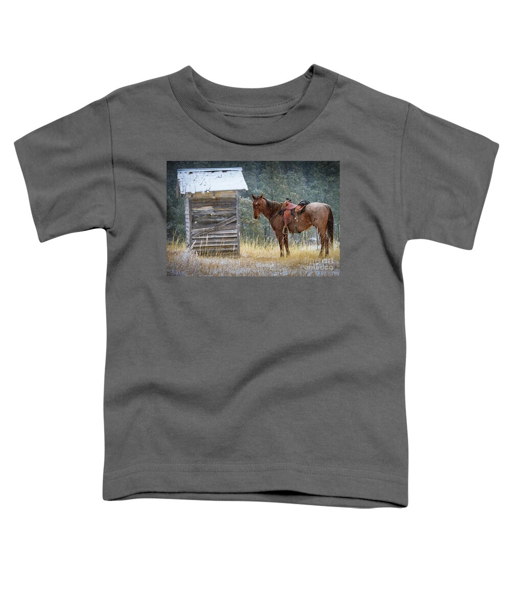 America Toddler T-Shirt featuring the photograph Trusty Horse by Inge Johnsson