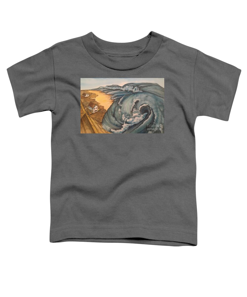Tsunami Toddler T-Shirt featuring the painting Tsunami by Mastiff Studios