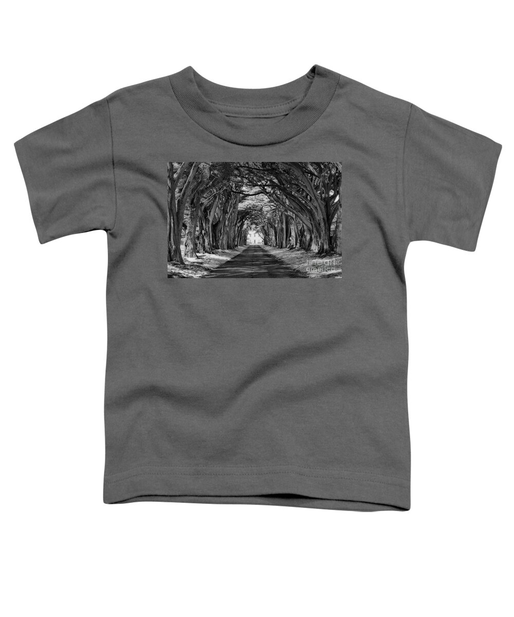 Black And White Toddler T-Shirt featuring the photograph Tunnel To Marconi Station Black And White by Adam Jewell