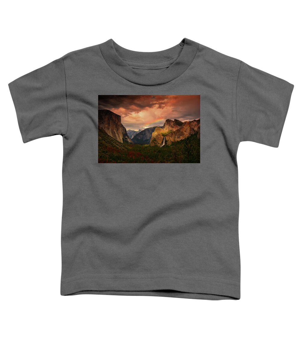 Tunnel View Toddler T-Shirt featuring the photograph Tunnel View Rainbow by Raymond Salani III